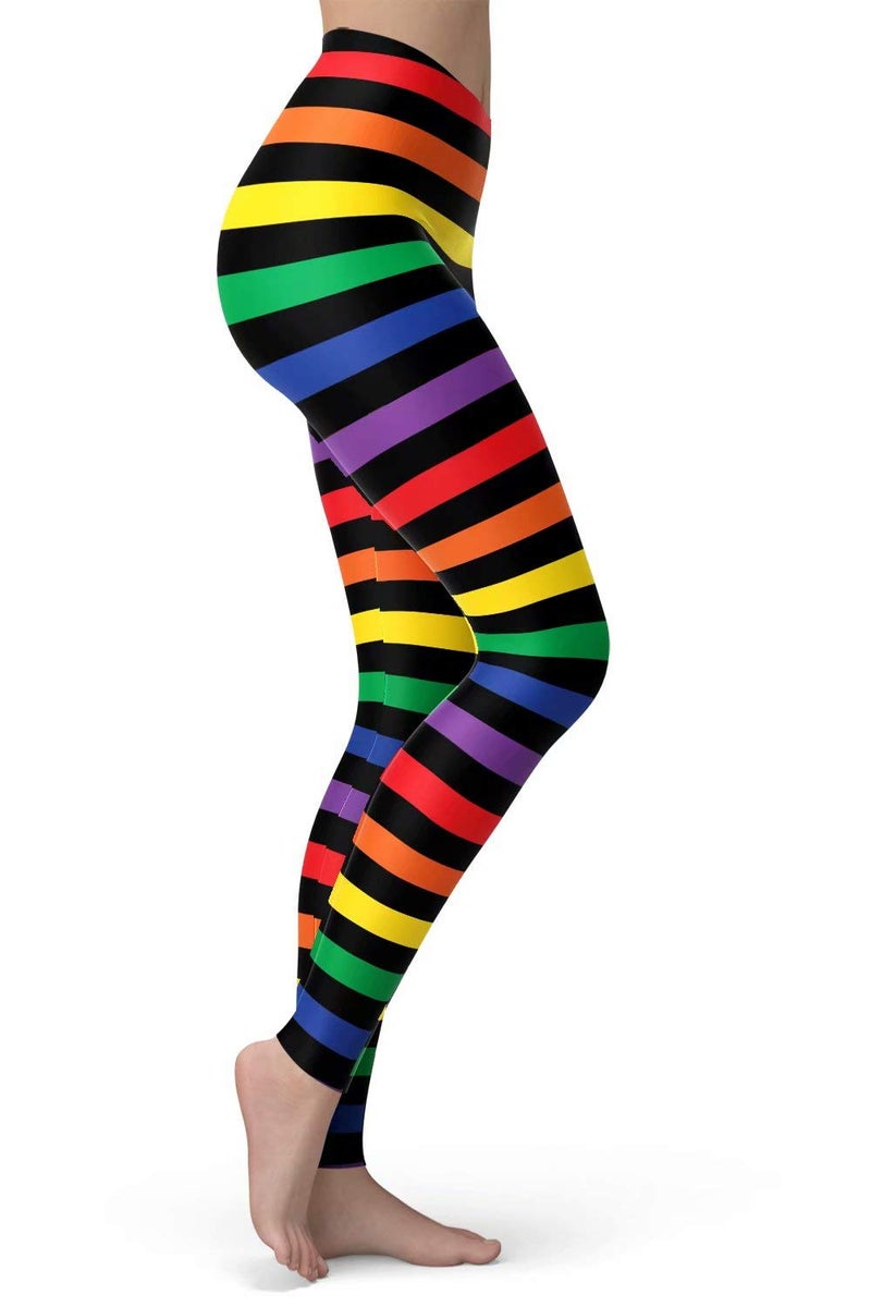 sissycos Women's Rainbow Printed 80s Leggings Buttery Soft Stretchy Pants (Large-XX-Large, Rainbow) - Image 3
